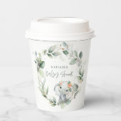 ユーカリ聖体緑色かわいいゾウの赤ちゃんシャワー 紙コップ (正面)