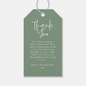 ユーカリ聖体緑色かわいい象の赤ちゃんシャワーギ ギフトタグ (裏面)