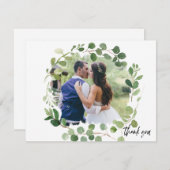 ユーカリ色彩の鮮やかプト写真結婚のサンキューカード 出欠カード (正面/裏面)