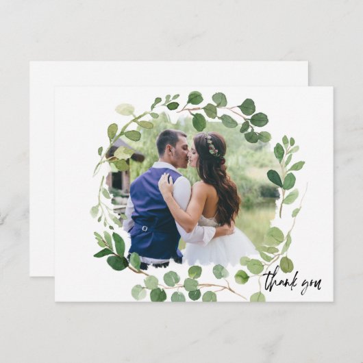 ユーカリ色彩の鮮やかプト写真結婚のサンキューカード 出欠カード (正面/裏面)