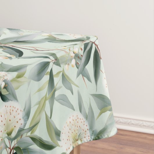 ユーカリ花グリーンホワイトファブリックテーブルクロス テーブルクロス (インサイチュ)