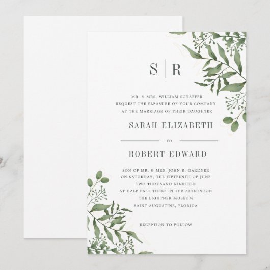 ユーカリ葉の夕食 招待状 (正面/裏面)