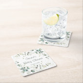 ユーカリ葉の赤ちゃんシャワー スクエアペーパーコースター (インサイチュ)