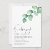 ユーカリ葉のQRコードスクリプ結婚ト 招待状 (正面)