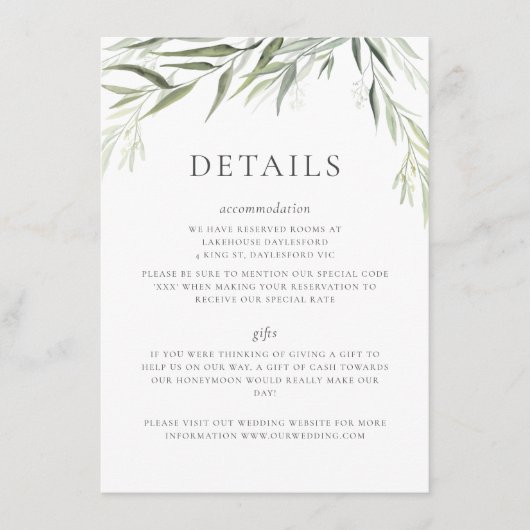 ユーカリ葉ガムグ結婚リー エンクロージャーカード (正面)