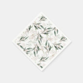 ユーカリ葉ガムナッツの緑の葉 スタンダードカクテルナプキン (角)