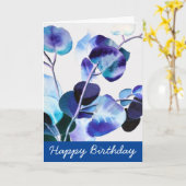 ユーカリ葉ガム水彩画 カード (黄色い花)