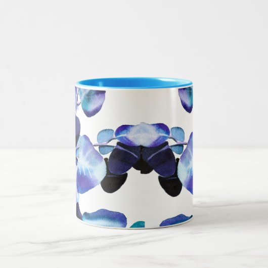 ユーカリ葉ガム水彩画 ツートーンマグカップ (中央)