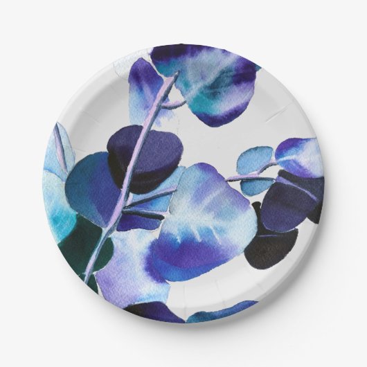 ユーカリ葉ガム水彩画 ペーパープレート (正面)