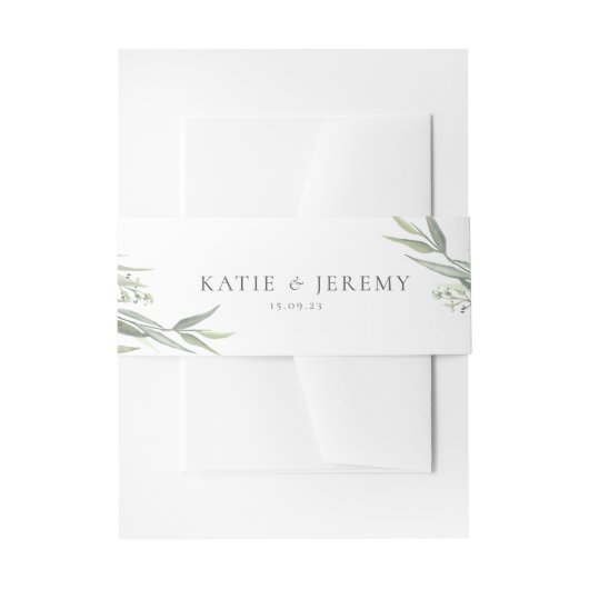 ユーカリ葉ガム緑 招待状ベリーバンド (正面例)