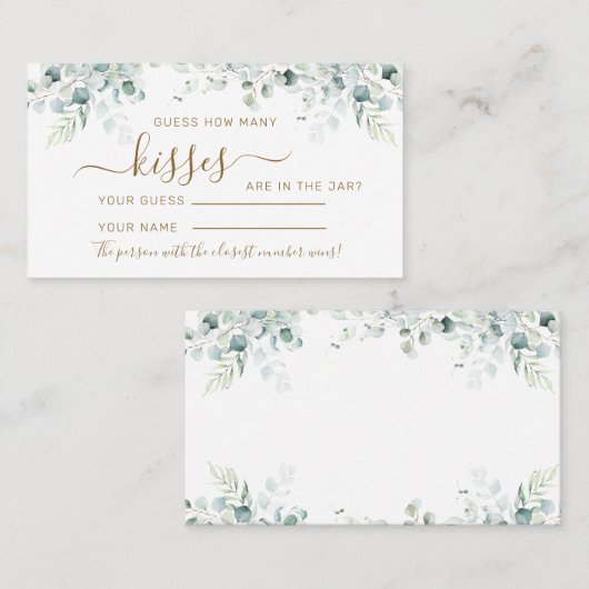 ユーカリ葉キス数シャワーゲームカード プレイスカード (正面/裏面)