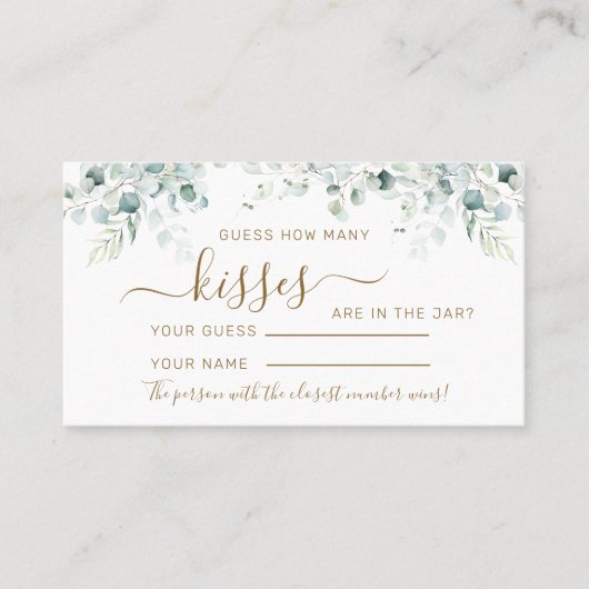 ユーカリ葉キス数シャワーゲームカード プレイスカード (正面)