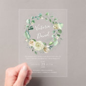 ユーカリ葉グエレガントフローラ結婚ズ アクリル招待状 (インサイチュ (ポータブル))