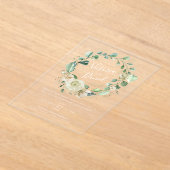 ユーカリ葉グエレガントフローラ結婚ズ アクリル招待状 (レイダウン)