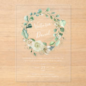 ユーカリ葉グエレガントフローラ結婚ズ アクリル招待状 (正面)