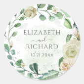 ユーカリ葉グエレガントフローラ結婚ズ ラウンドシール (正面)