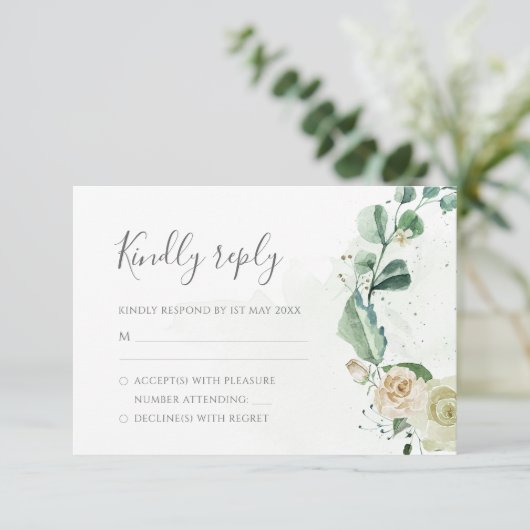 ユーカリ葉グエレガントフローラ結婚ズ 出欠カード (スタンド正面)