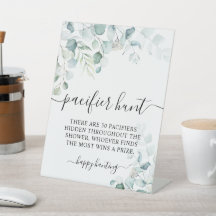 ユーカリ葉グリーおしゃれな狩りゲームサイン