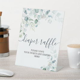 ユーカリ葉グリーおむつラッフルサイン 台座サイン