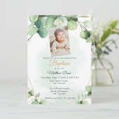 ユーカリ葉グリーン洗礼招待状 招待状 (スタンド正面)