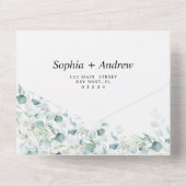 ユーカリ葉グリー結婚ズ オールインワン招待状 (裏面)