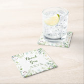 ユーカリ葉グリー結婚ズ スクエアペーパーコースター (インサイチュ)