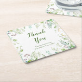 ユーカリ葉グリー結婚ズ スクエアペーパーコースター (アングル)