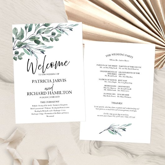 ユーカリ葉グリー結婚式 プログラム