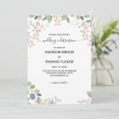 ユーカリ葉スとピンクの結婚花 招待状 (スタンド正面)