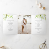 ユーカリ葉スの水色の緑の結婚写真 三つ折りプログラム (内部)