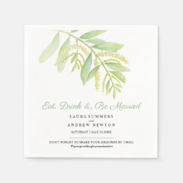 ユーカリ葉スの緑の水結婚色 スタンダードカクテルナプキン