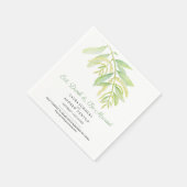 ユーカリ葉スの緑の水結婚色 スタンダードカクテルナプキン (角)