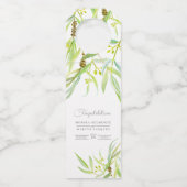 ユーカリ葉スの緑の水結婚色 ボトルネックタグ (正面)