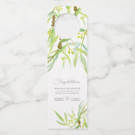 ユーカリ葉スの緑の水結婚色 ボトルネックタグ