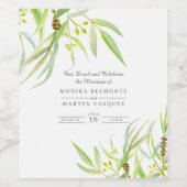 ユーカリ葉スの緑の水結婚色 ワインラベル (シングルラベル)