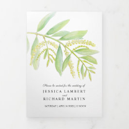 ユーカリ葉スの緑の水結婚色 三つ折りプログラム