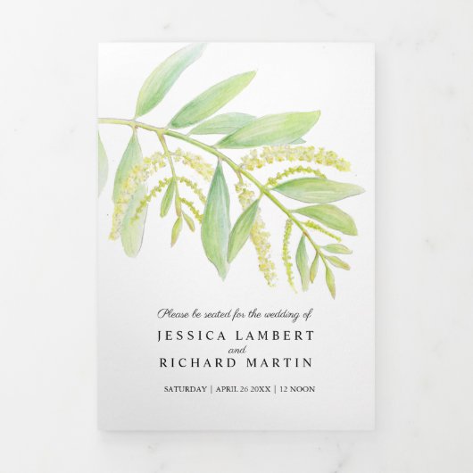 ユーカリ葉スの緑の水結婚色 三つ折りプログラム (カバー)