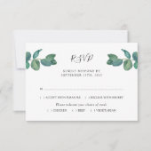 ユーカリ葉スウォーターカラーウェディングRSVP 出欠カード (正面)