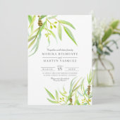 ユーカリ葉スウォーター結婚カラー 招待状 (スタンド正面)