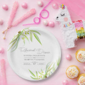 ユーカリ葉スウォーター・カラー・アート・リハーサル・ディナー ペーパープレート (パーティー)