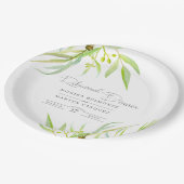 ユーカリ葉スウォーター・カラー・アート・リハーサル・ディナー ペーパープレート (アングル)