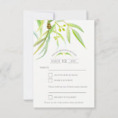 ユーカリ葉スウォーター・カラー・グリーンブライダルシャワー 出欠カード (裏面)