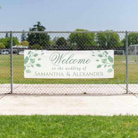 ユーカリ葉スエレガント歓迎結婚ズ 横断幕 (インサイチュ)