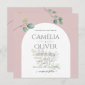 ユーカリ葉スオーバーレイ結婚アーチズ 招待状 (正面/裏面)