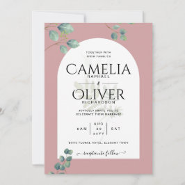 ユーカリ葉スオーバーレイ結婚アーチズ 招待状