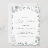 ユーカリ葉スガールベイビーシャワー 招待状 (正面)