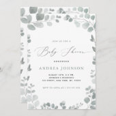 ユーカリ葉スガールベイビーシャワー 招待状 (正面/裏面)