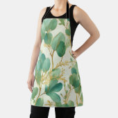ユーカリ葉スグリーンアンド金ゴールドデザイン エプロン (インサイチュ)