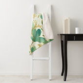 ユーカリ葉スグリーンアンド金ゴールドデザイン シェルパブランケット (インサイチュ)