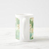 ユーカリ葉スグリーンアンド金ゴールドデザイン ボーンチャイナマグカップ (裏面)